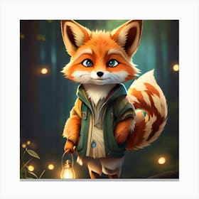 Fox In The Forest Canvas Print