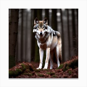 Wolf In The Woods 21 Canvas Print