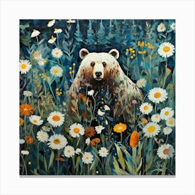 Bear Daisy Canvas Print