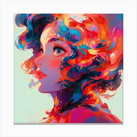 Girl With Colorful Hair 2 Canvas Print