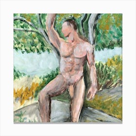 male nude homoerotic gay art man naked full frontal male form painting adult mature artwork Canvas Print