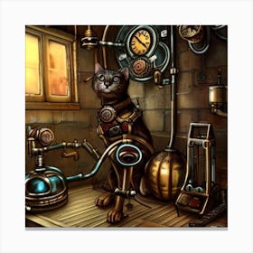 Steampunk Cat 3 Canvas Print