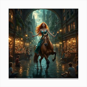 Mermaid On Horseback Canvas Print