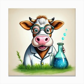 Cow In A Lab Coat 4 Canvas Print