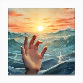 Hand Reaching Into The Ocean (swimming) Canvas Print