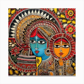 Indian Painting, Expressionism Painting, Acrylic On Canvas, Brown Color 1 Canvas Print