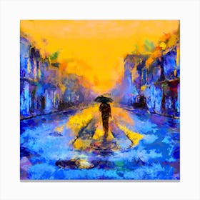 Alone In The Street Square Canvas Print