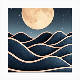 Moon And Waves 40 Canvas Print