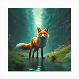 Fox In The Forest 72 Canvas Print