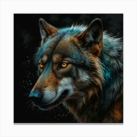 Leonardo Lightning Xl Watercolor Art An Animal Wolf Painting O 3 Canvas Print