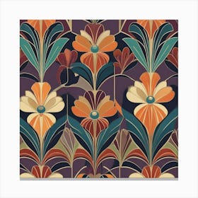 Deco Floral Pattern Vector Canvas Print