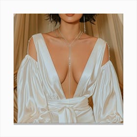 Sexy White Satin Dress Canvas Print