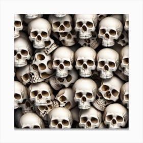 Skulls On Black Background 1 Canvas Print