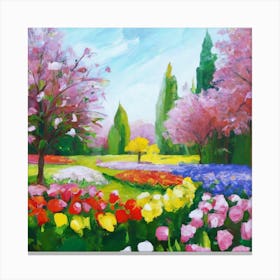 a flower garden in spring 4 Canvas Print