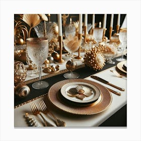 Gold Table Setting 8 Canvas Print