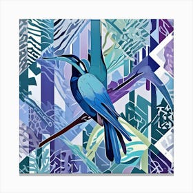 Rainforest Bird Fragmented Background Cubism Style Canvas Print