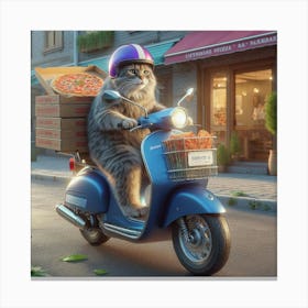 Cat On A Moped 2 Canvas Print