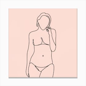 Pink Nude Line Art Print Painting(2) Canvas Print