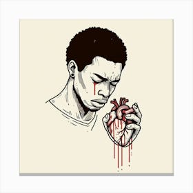 Man Holding A Heart 1 Canvas Print