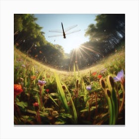 Dragonfly In The Meadow 3 Canvas Print