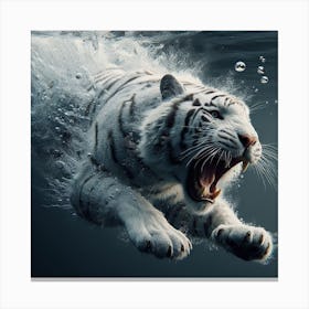 White Tiger Swimming Underwater 1 Canvas Print