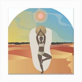 Meditation In The Sahara/Yoga with The Sahara Visual - Earth Tone Canvas Print