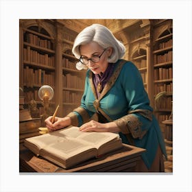 The Elderly Lady Librarian 062 Canvas Print