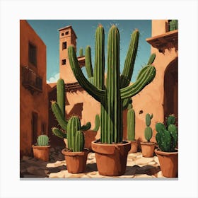 Cactus In Pots 4 Canvas Print