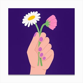 Hand Holding Flowers Canvas Print