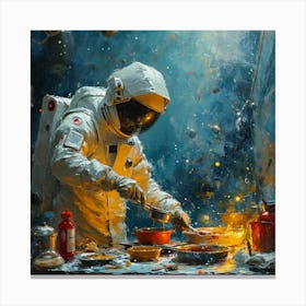 Astronaut Cooking In Space Canvas Print