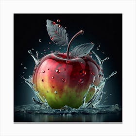 Apple Splashing Water Canvas Print