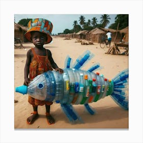 Fish Made Of Plastic Bottles Canvas Print