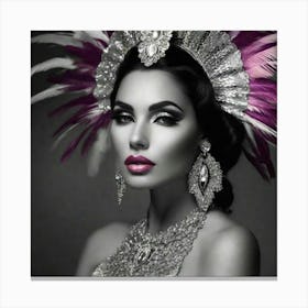 Beautiful Woman In Feathers 1 Canvas Print