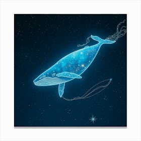 Celestial Whale Swimming Through The Stars Canvas Print