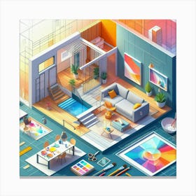 Isometric Interior Design Canvas Print