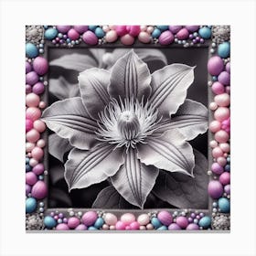 Clematis embroidered with beads Canvas Print