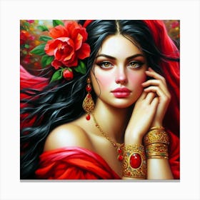 Woman In Red Canvas Print