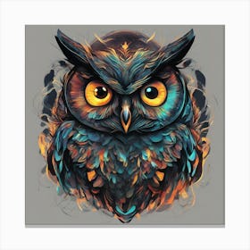 Mesmerizing Owl With Luminous Eyes On A Profound Black Background Canvas Print