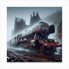 Steam Train In The Fog Canvas Print