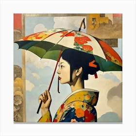 Japanese woman with an umbrella 1 Canvas Print