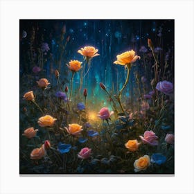 Roses In The Night Canvas Print