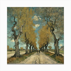 The Large Plane Trees Road Menders At Saint Rmy 1889 V 1 Canvas Print