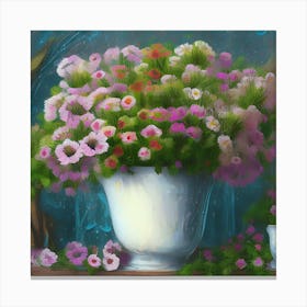 Alstroemeria Flowers In a Pot Canvas Print