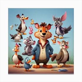 Group Of Cartoon Animals Canvas Print