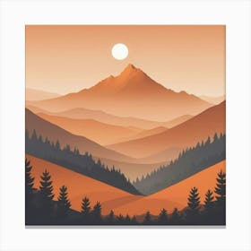 Misty mountains background in orange tone 55 Canvas Print