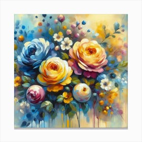 Colorful Roses oil painting abstract painting art 6 Canvas Print