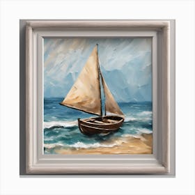 Sailboat On The Beach Canvas Print