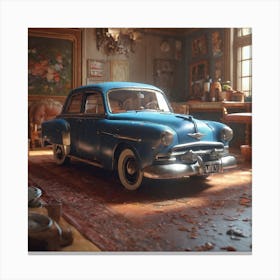 Old Car In A Room Canvas Print