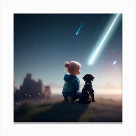 Innocence and Infinity: A Starry Encounter Canvas Print