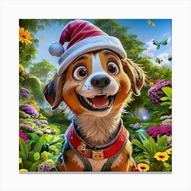 Santa Dog Canvas Print